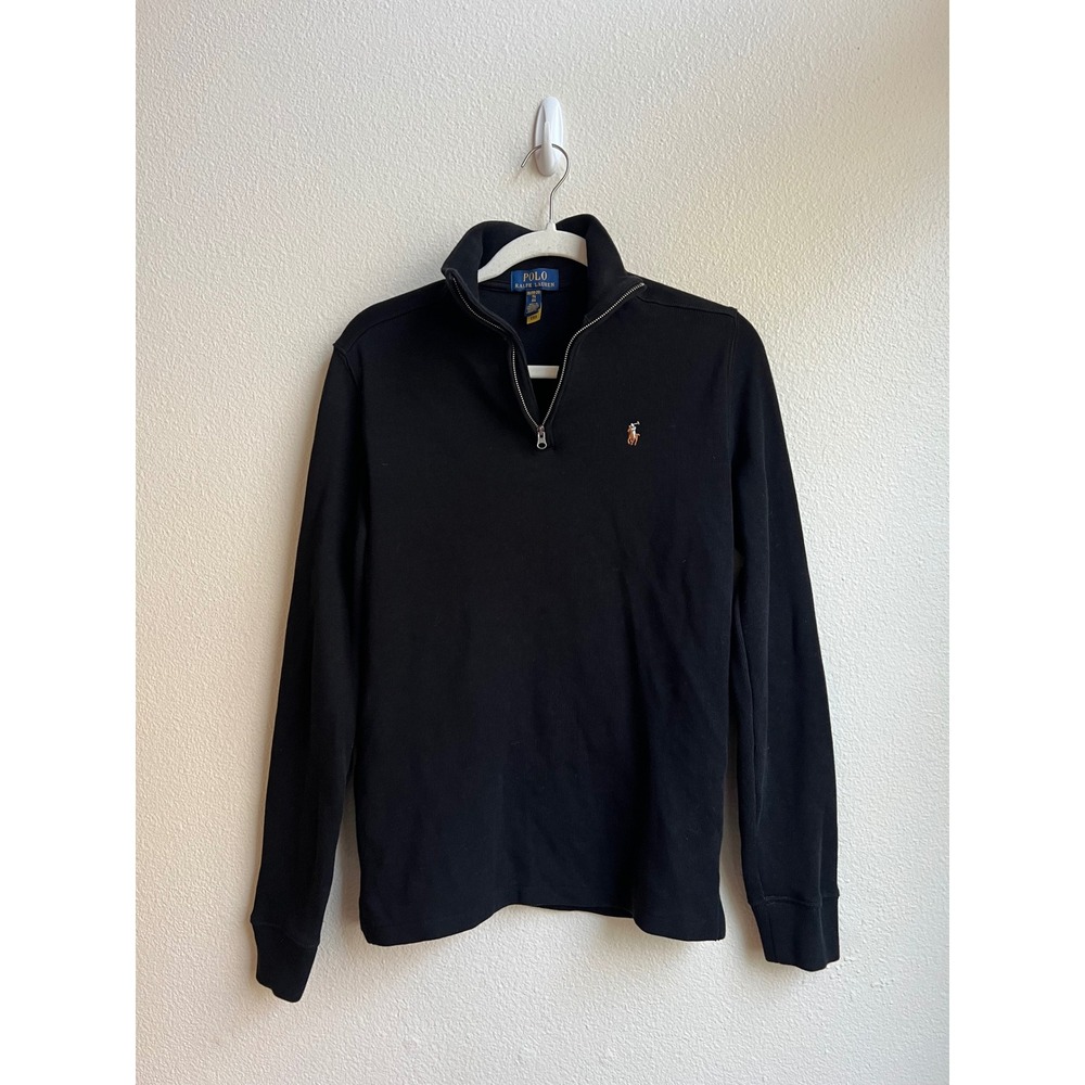 Polo Ralph Lauren Mens XL Black Quarter Zip Pullover‎ Cotton Blend Sweatshirt